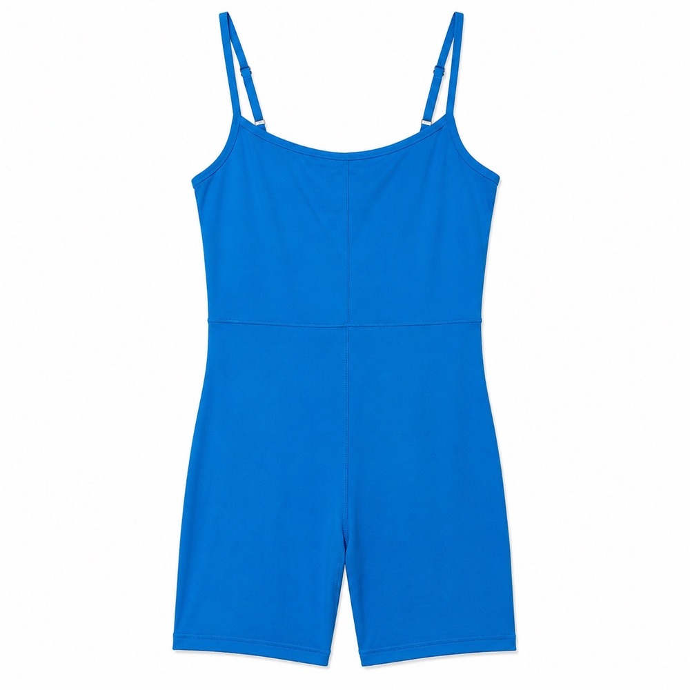 Automet Athletic Romper Medium Blue Sleeveless Biker Short Activewear